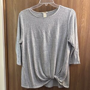 🎃 Matty M Black and White Striped Long Sleeve Top